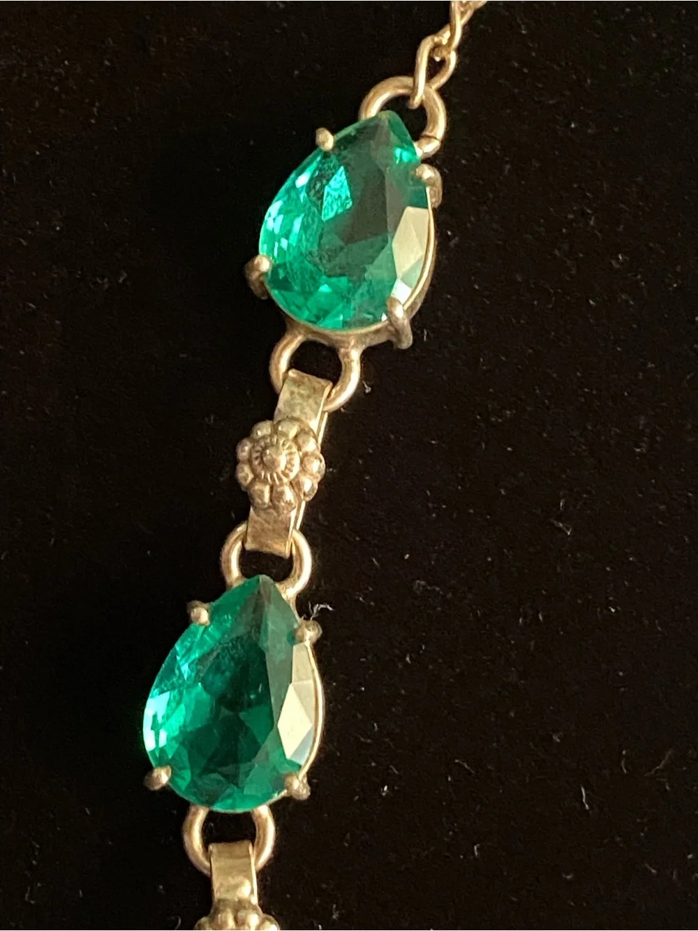 Sterling Silver Necklace Genuine Green Apatite Lariat Semi-Precious Vintage?
